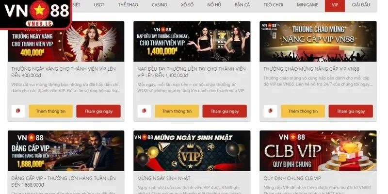 Chi tiết hơn về những đặc quyền của hội viên VIP VN88